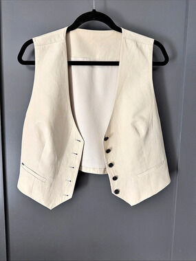 AllSaints Deri Lyn Waistcoat Cream Waistcoat XL